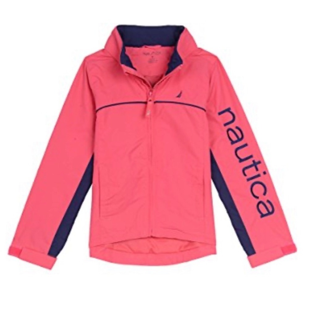 Nautica Girls NWT Water‎ Resistant Windbreaker Jacket Honeysuckle Pink - L 12/14
